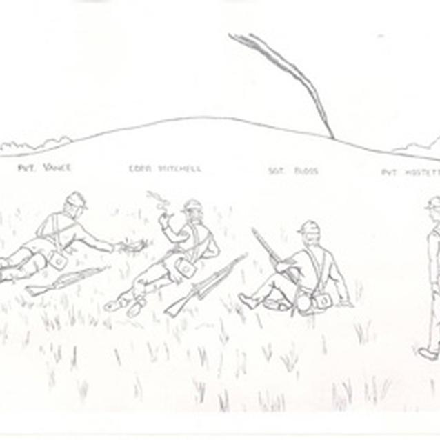 Sketch of Mitchell and others from Company F found the orders and later fought at the Battle of Antietam.