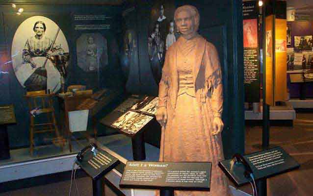 Statue of Sojourner Truth in the Woman’s Matters exhibit in the museum.