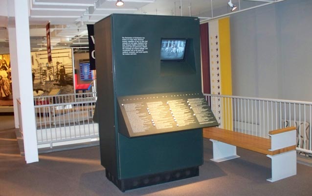 The Declaration of Sentiments interactive exhibit in the museum at Women’s Rights National Historical Park.