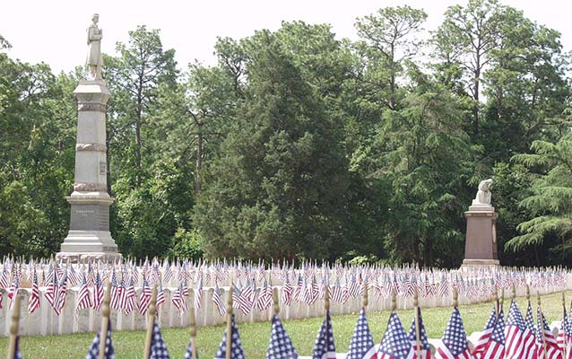 Flags, graves, and monuments