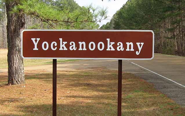 Yockanookany sign along the Natchez Trace