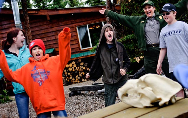 four children with a ranger