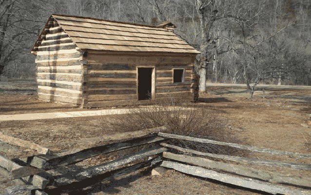 Frontier cabin at Abraham Lincoln Boyhood Home at Knob Creek