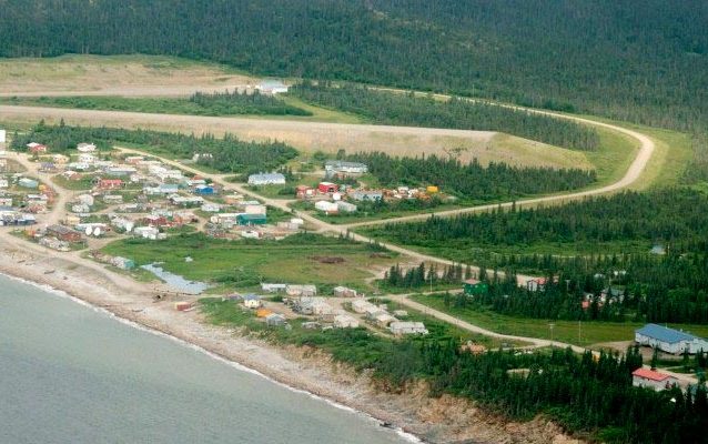 Aerial view of the village of Elim in Northwest Alaska