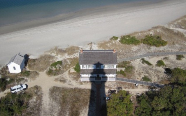 View of the Keepers' Quarters from the top of the lighthouse