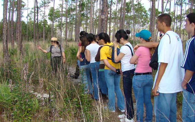 Students in the Pine Rockland habitat