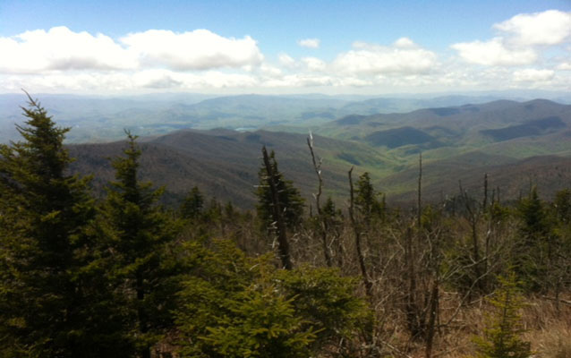 A view of distant mountains from Clingmans Dome.