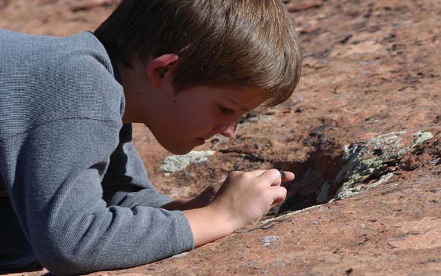 up-close investigation of rocks