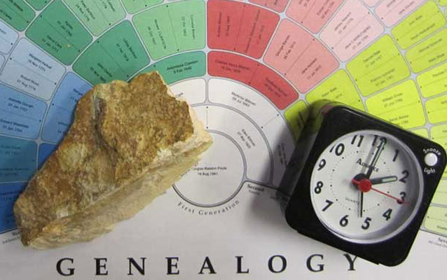 volcanic tuff, family tree, clock