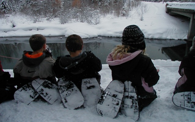 Second graders on a winter field trip in Glacier