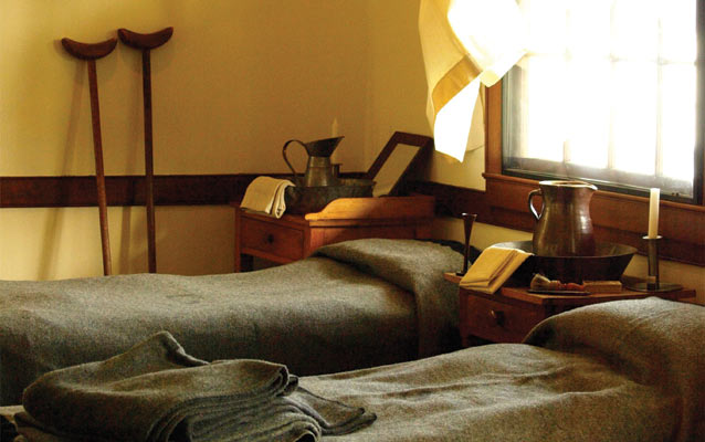 Hospital Room with beds and crutches