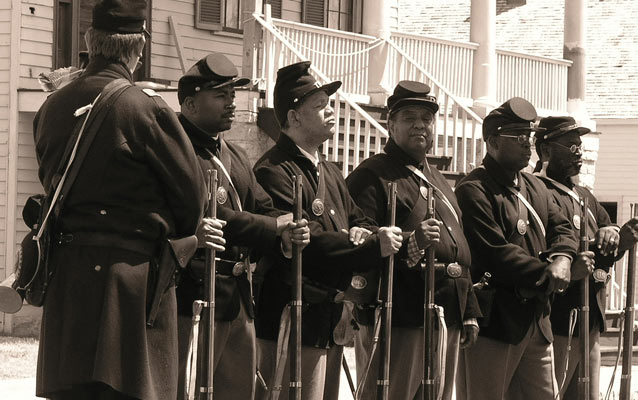 Reenactors portraying African American soldiers