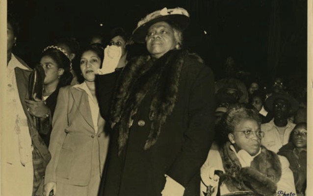 Bethune throws out the first pitch at a Negro League baseball game in 1945