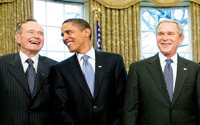 Presidents Bush, Obama, and Bush