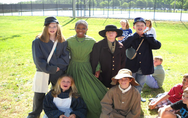 Students Enjoying Dressing Up and Playing With Civil War Toys
