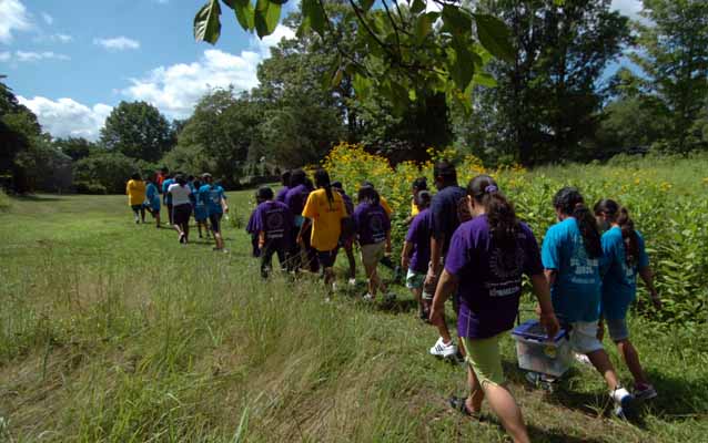 Students tour the park's cultural landscape.