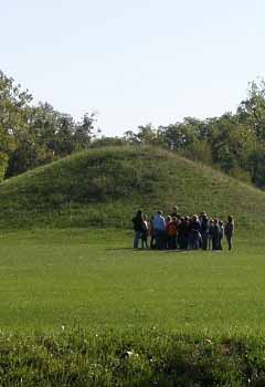 Students on a mound tour with a Ranger at Mound City Group Students on a mound tour with a Ranger at Mound City Group