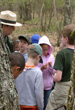 Ranger with school children Ranger with school children