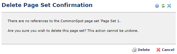 Delete Page Set Confirmation dialog