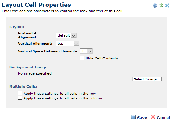 Layout Cell Properties dialog
