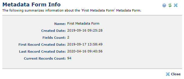 Metadata Form Info