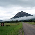 Montezuma Peak and clouds at the entrance to Coronado National Memorial