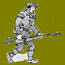 drawing of a running militiaman, by Gregg Glymph