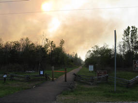 Smoke at sunset