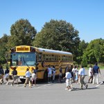 School children with bus
