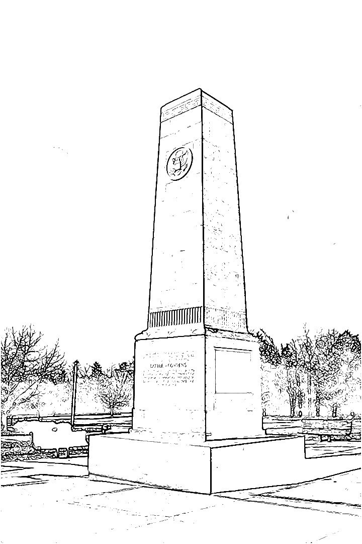 coloring book image of the 1932 US Monument