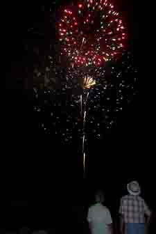 Visitors watch fireworks