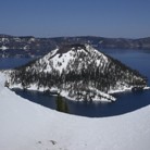 Wizard Island near the end of winter.