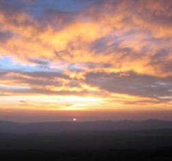 A smokey sunset from Watchman Peak.