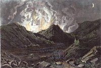 Union forces retreating with munitions exploding behind them