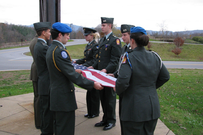 ROTC students participate in flag retirement ceremony