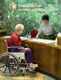 visitor in wheelchair