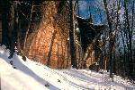 Snow-covered rock face