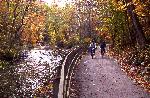 Towpath bikers in the fall