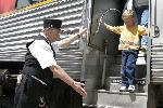 10 Boy Steps off the Train