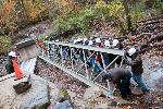 Moving the bridge section into place