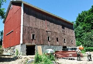 Brown-Bender barn rehabilitation project in summer