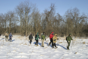 Winter hiking with a ranger