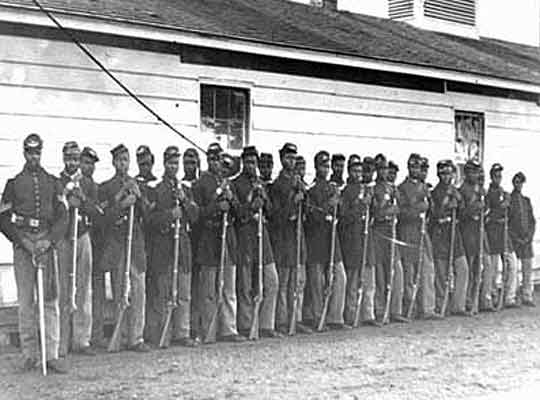 Photo of Co. E, 4th US Colored Infantry at Fort Lincoln