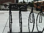 Bike stand on park plaza