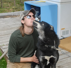 image of man and dog