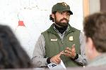 Backcountry ranger Alonzo Mandana gives a safety talk
