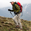 Hiker in alpine tundra
