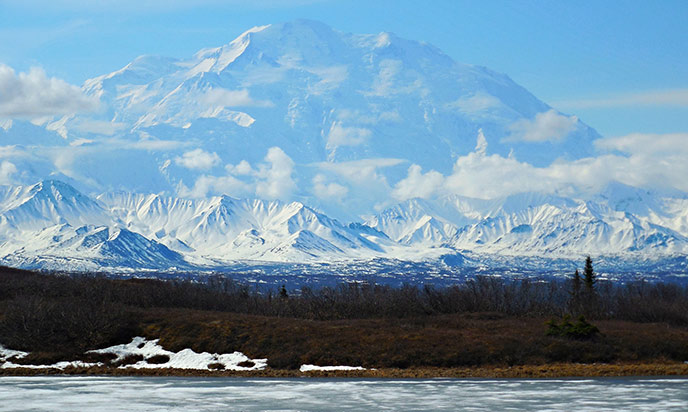 large snow-covered mountain