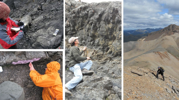 Montage of paleontologists in the field