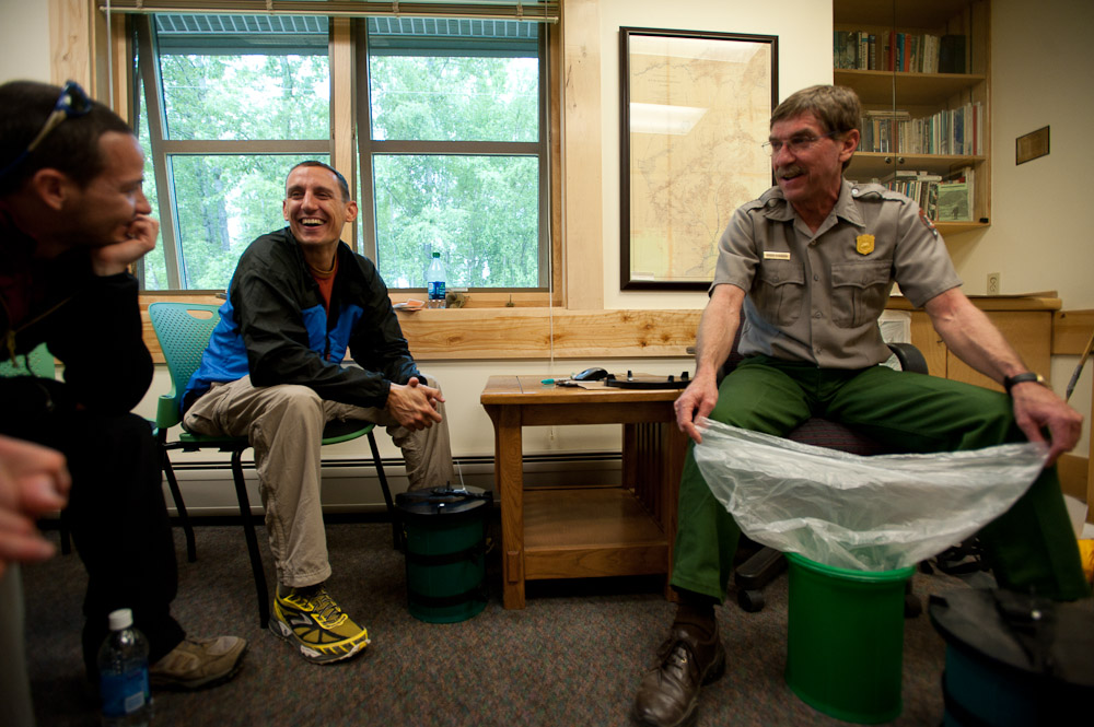 Discussing CMC use at a climber orientation